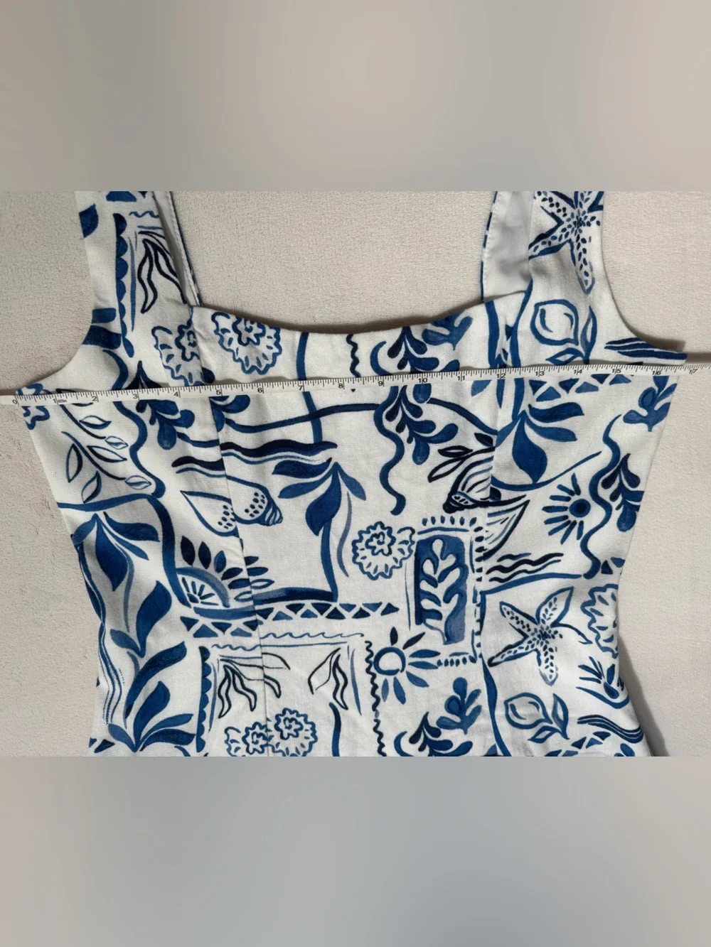 CeCe White and Blue Floral Patchwork Maxi Dress